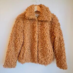 Philosophy Teddy Coat Faux Fur  Cozy Curly NWT Mid Length Burnt Orange Jacket S